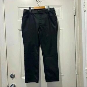 Lafayette 148 New York Thompson Womens Pants waxed finish black 8 zip waist 32in